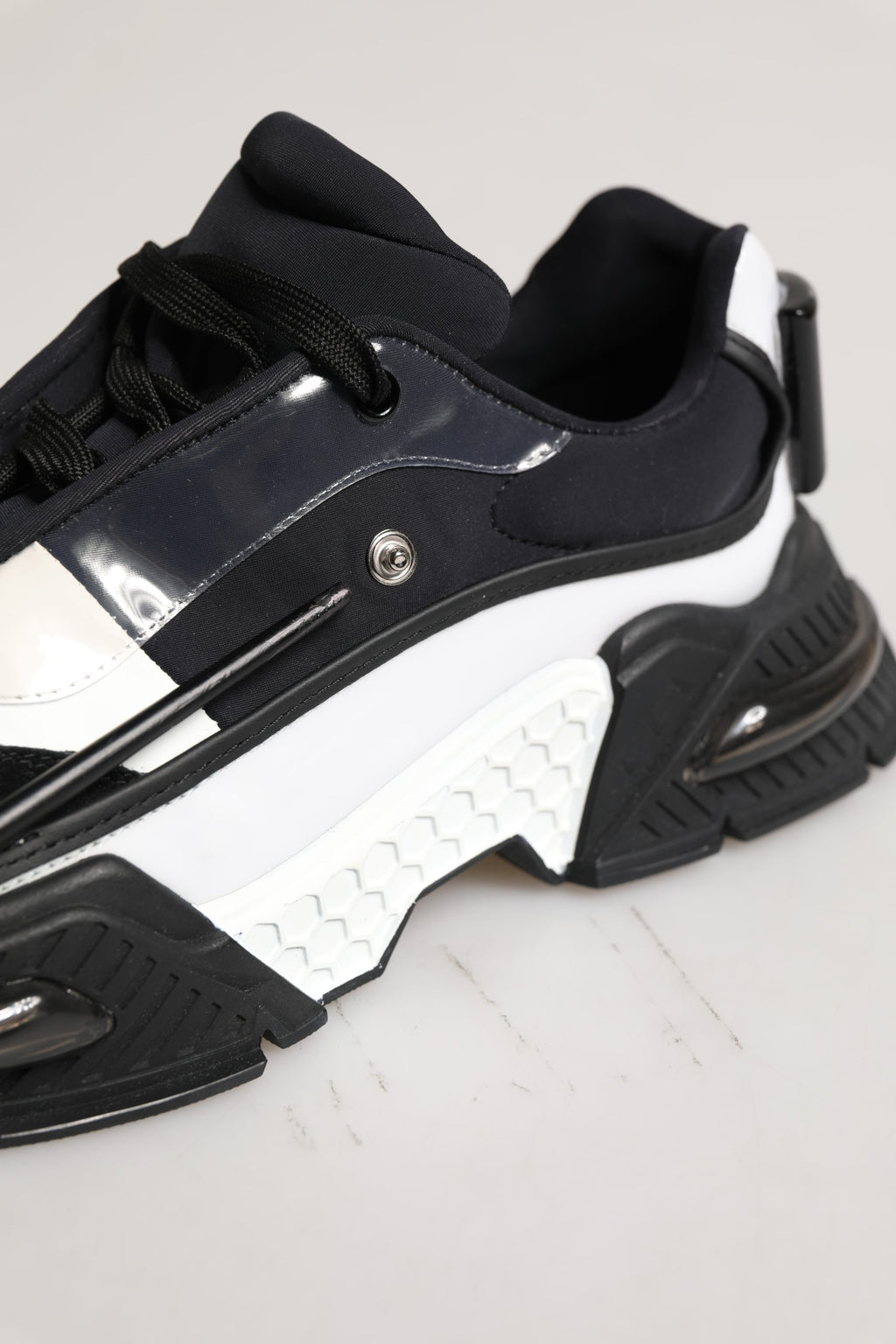 Dolce & Gabbana White Black Logo Airmaster Men Sneakers Shoes