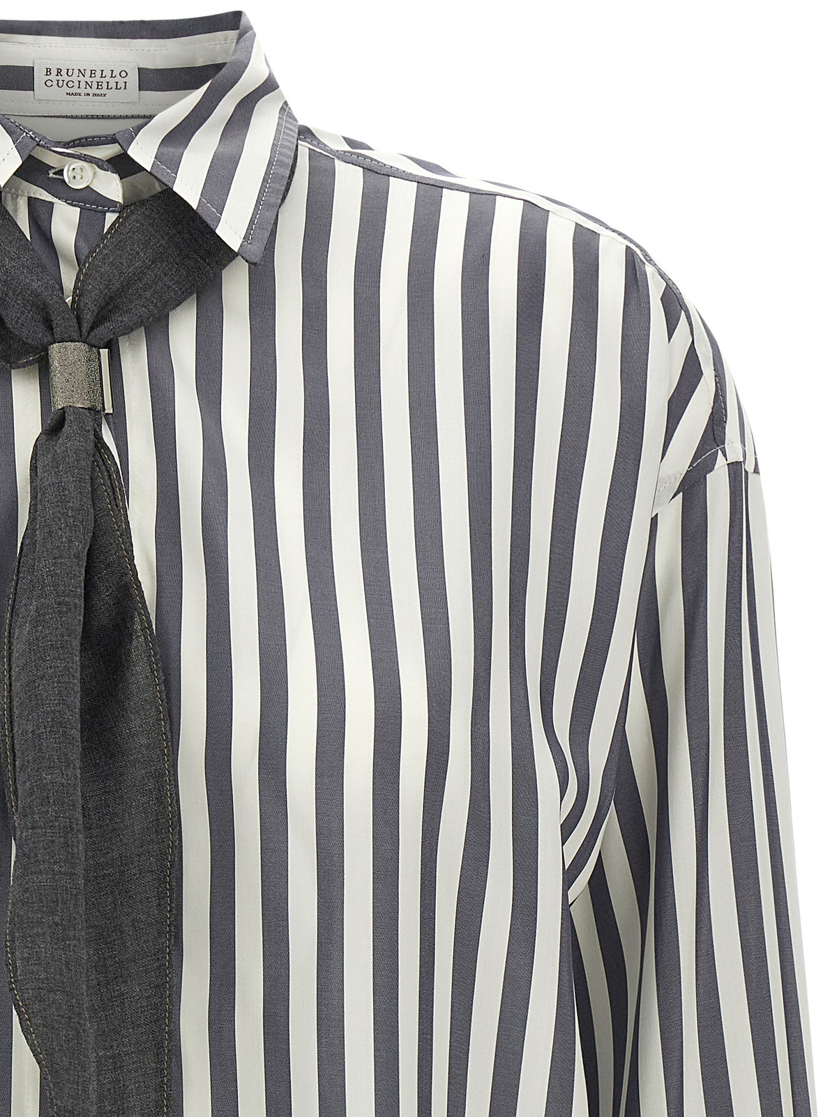 Brunello Cucinelli Gray Silk Blouse