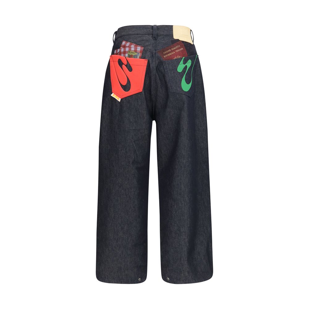 PDF Channel Blue Cotton Relaxed Fit Jeans