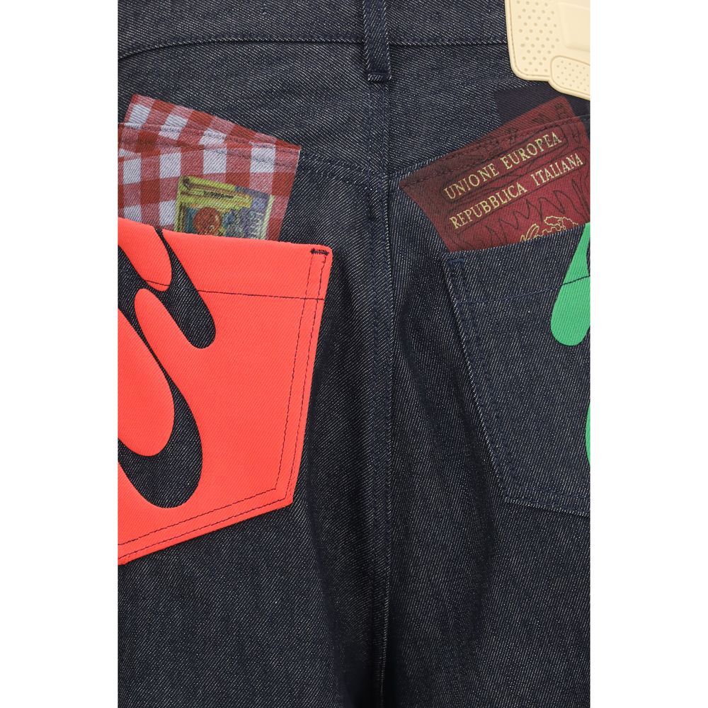 PDF Channel Blue Cotton Relaxed Fit Jeans
