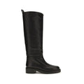 Stuart Weitzman Black Calf Leather Bos Taurus Flat Boots