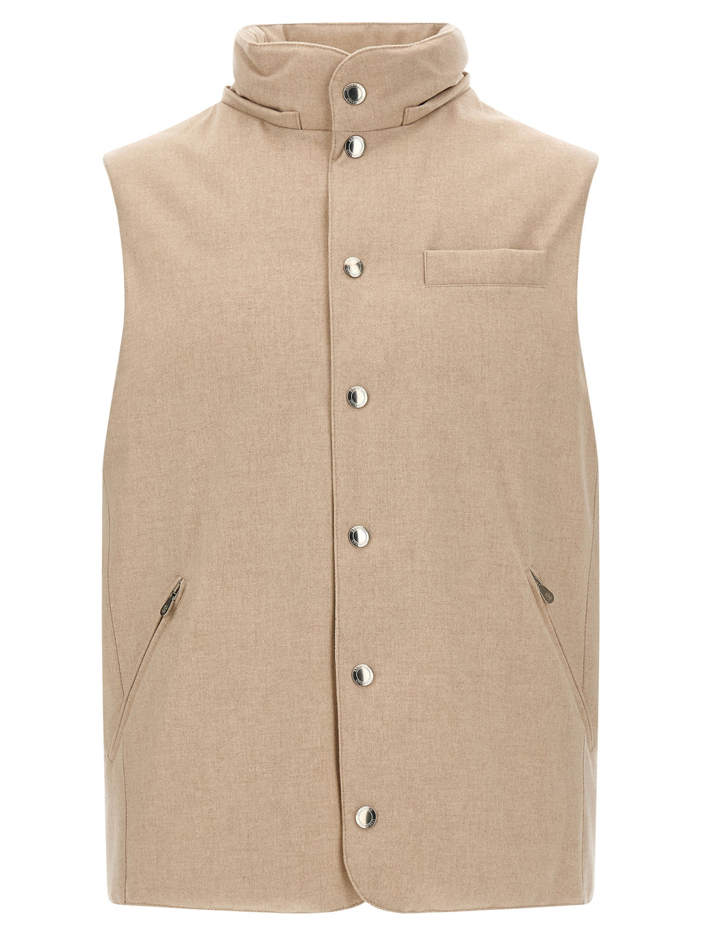 Brunello Cucinelli Beige Wool Sleeveless Jacket