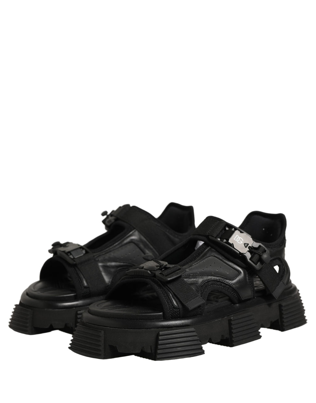 Dolce & Gabbana Black Logo Detailed Men Chunky Sandals Shoes