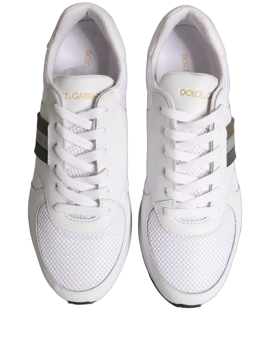 Dolce & Gabbana White Leather Mesh Low Top Neb Sneakers Shoes