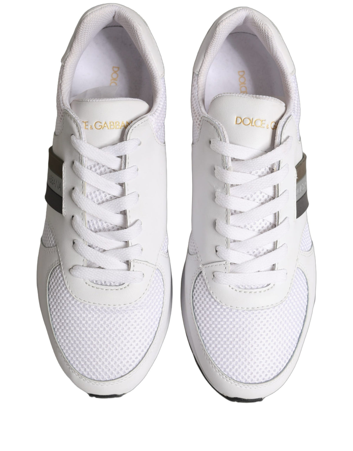 Dolce & Gabbana White Leather Mesh Low Top Neb Sneakers Shoes