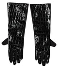 Dolce & Gabbana Black Polyester Patterned Short Length Gloves