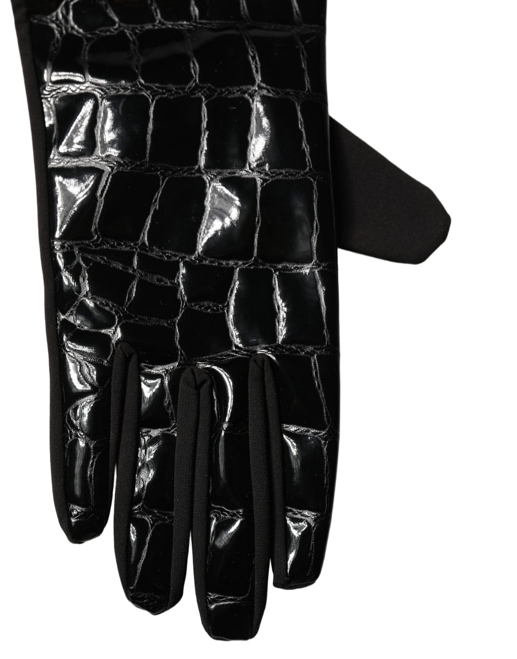 Dolce & Gabbana Black Polyester Patterned Short Length Gloves
