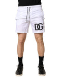Dolce & Gabbana White DG Logo Men Drawstring Shorts Swimwear