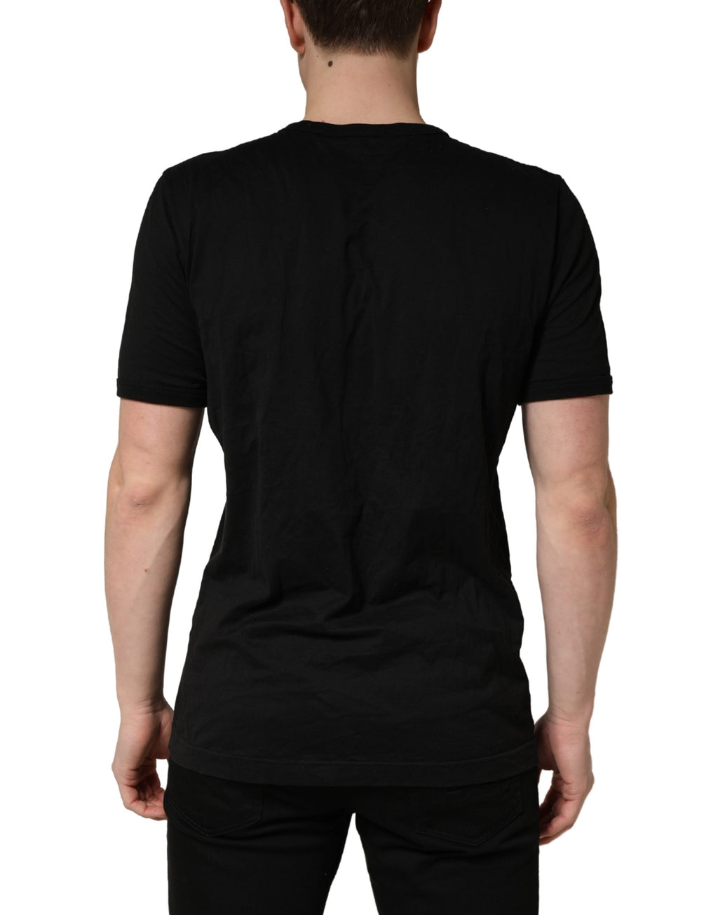 Dolce & Gabbana Black Sacred Heart Cotton Crew Neck T-shirt
