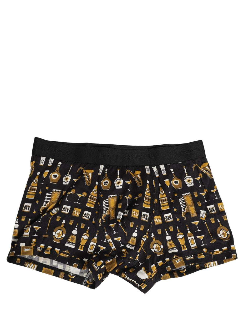 Dolce & Gabbana Black Cocktail Print Regular Boxer Underwear
