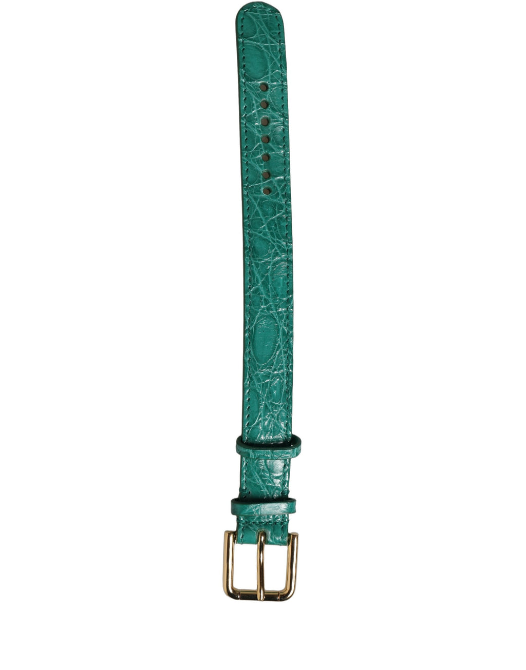 Dolce & Gabbana Green Embossed Leather Gold Buckle Belt Strap Bracelet