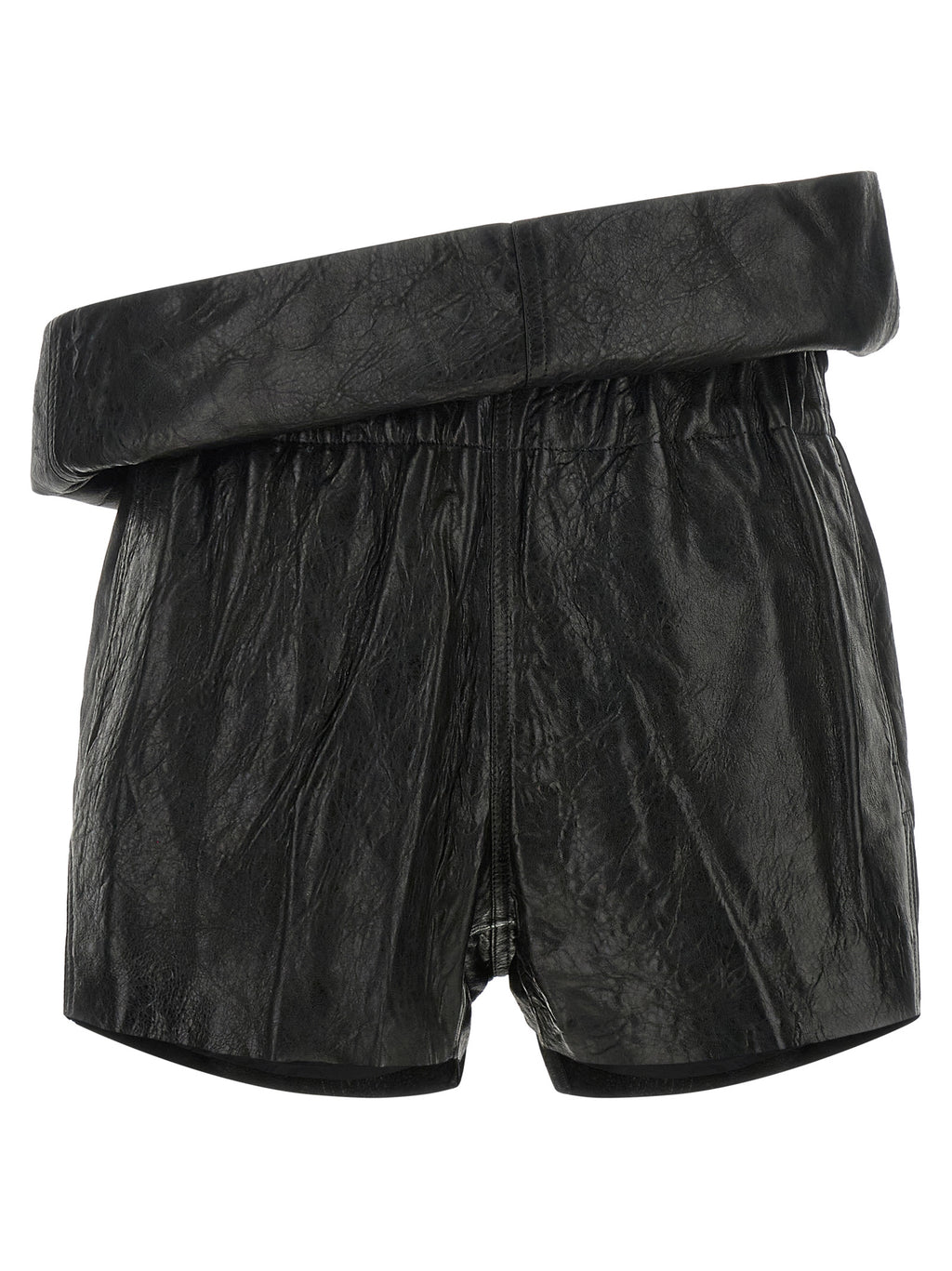 Rick Owens Black Lamb Leather Bermuda Shorts
