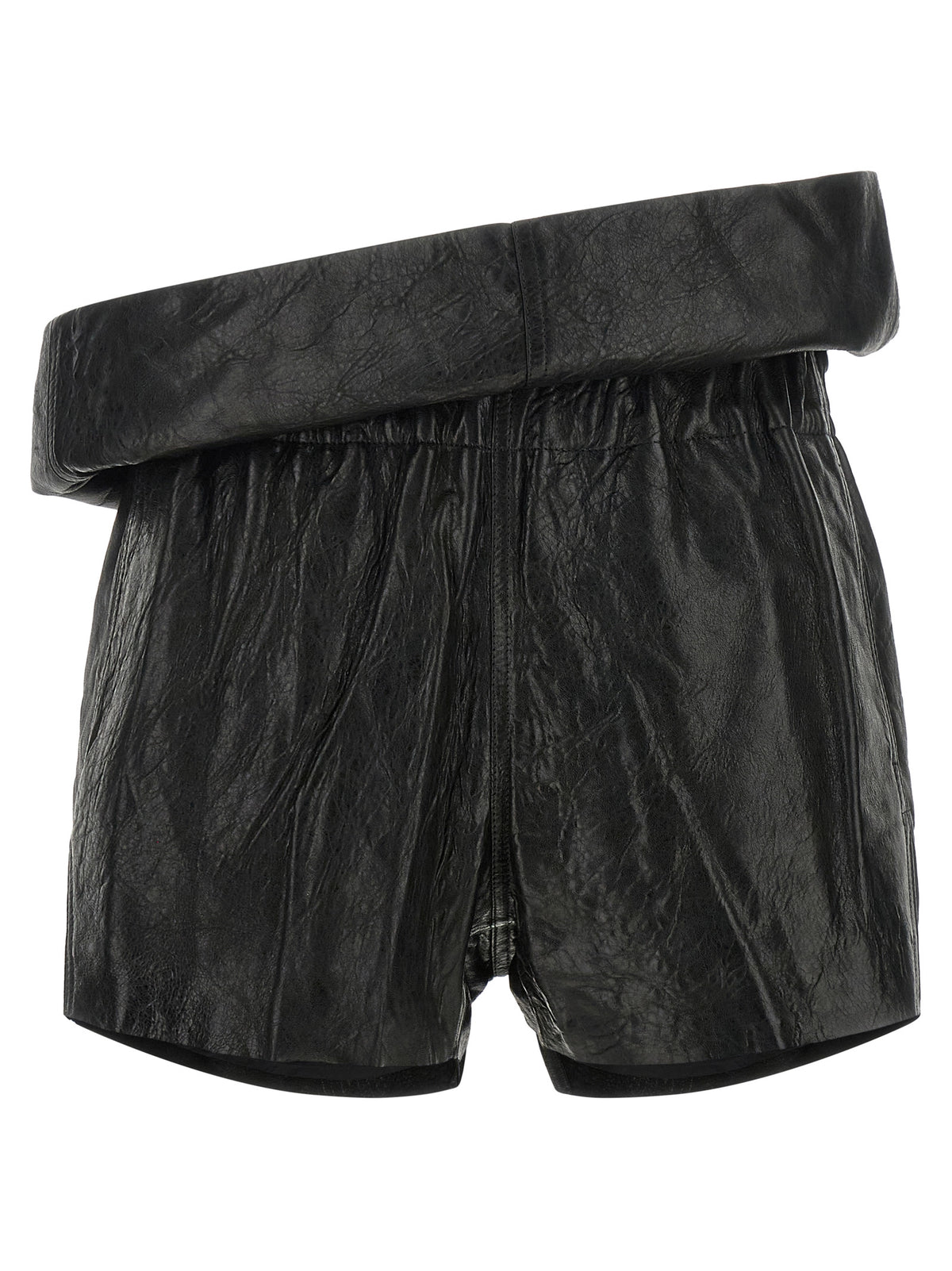 Rick Owens Black Lamb Leather Bermuda Shorts