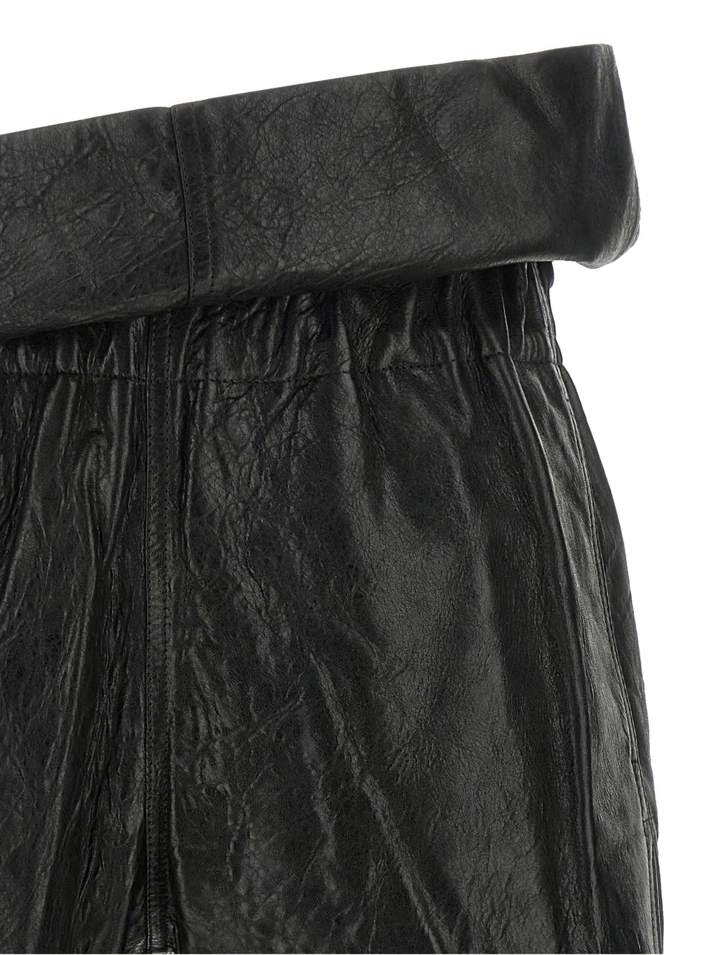 Rick Owens Black Lamb Leather Bermuda Shorts
