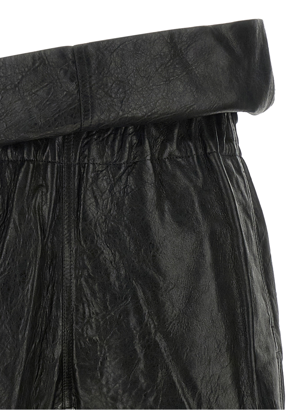 Rick Owens Black Lamb Leather Bermuda Shorts