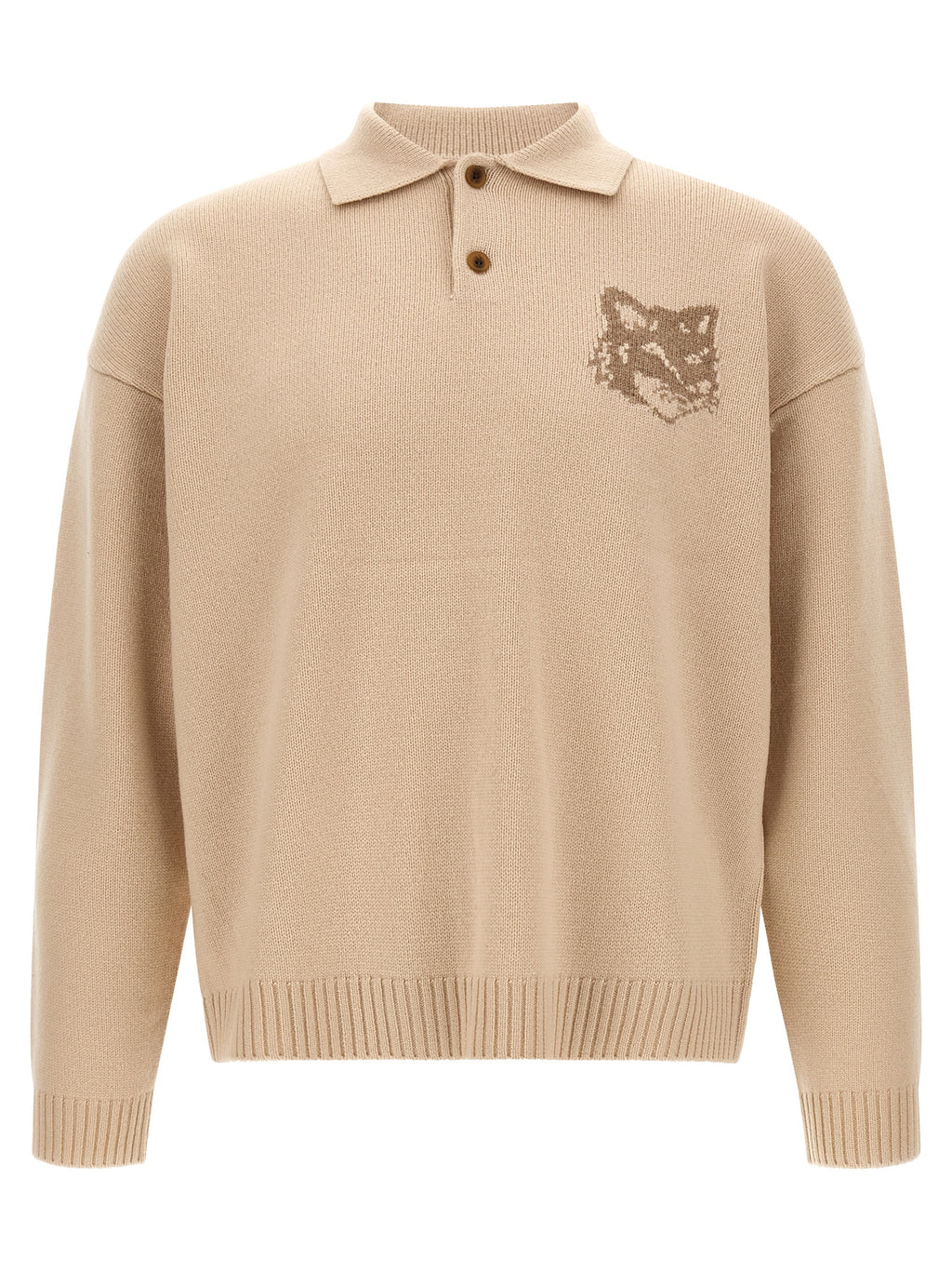 Maison Kitsuné Beige Wool Cardigan