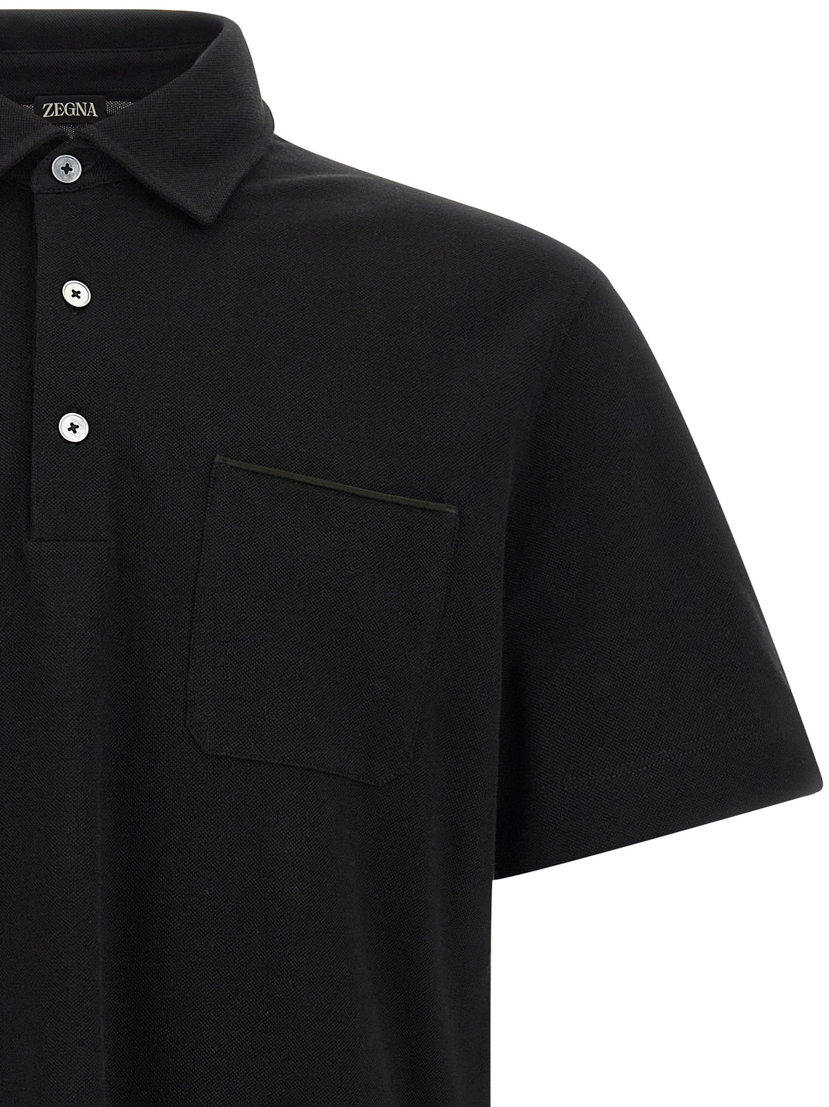 ZEGNA Black Cotton Polo Shirt