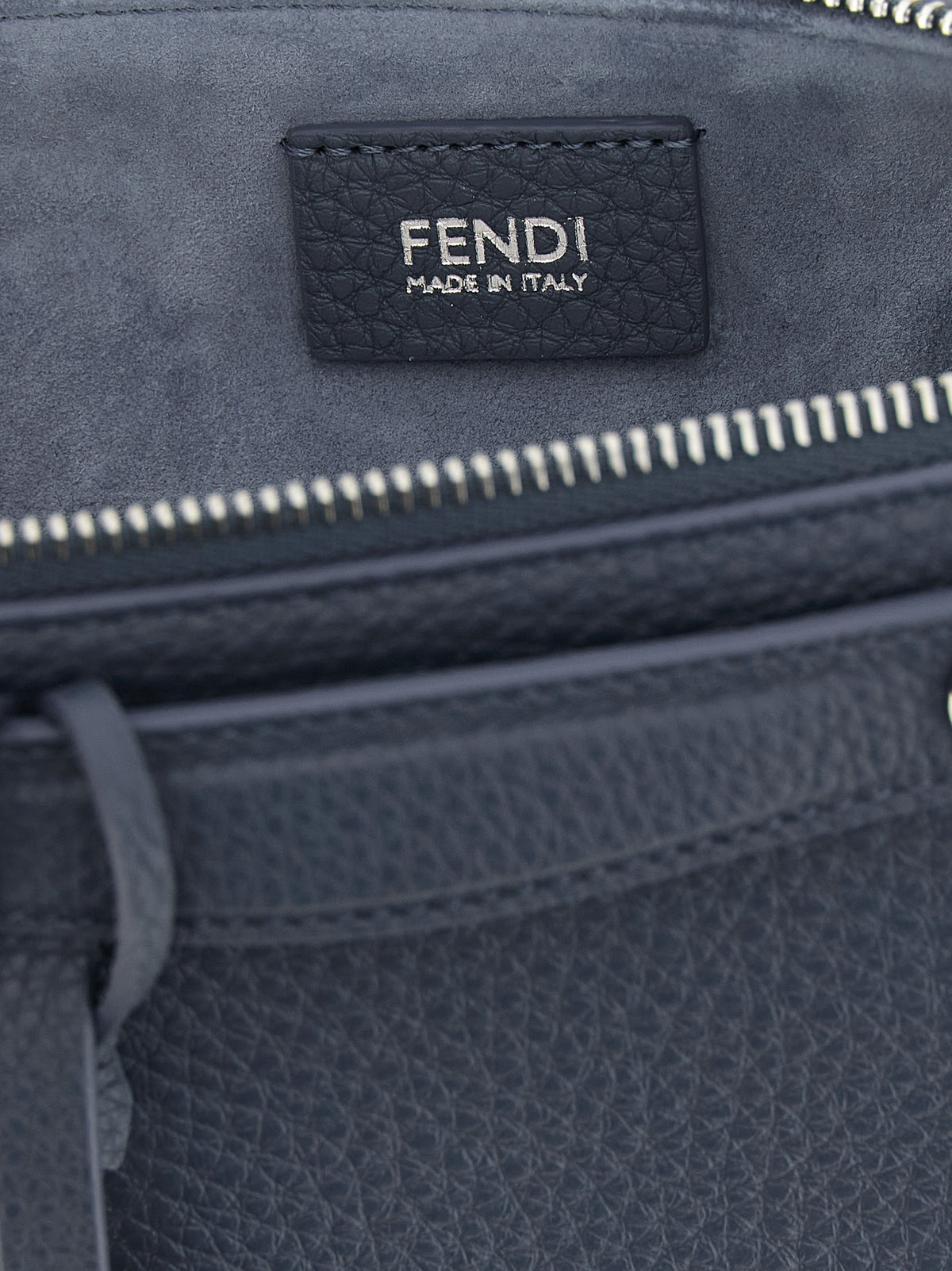 Fendi Blue Calfskin Clutch Bag