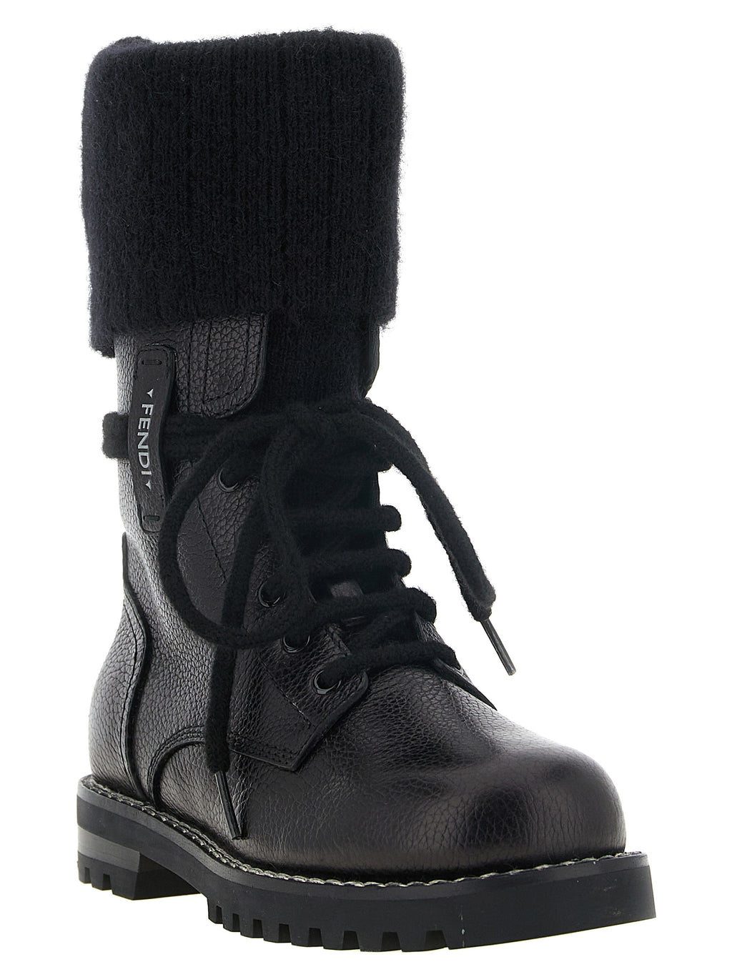 Fendi Black Calfskin Lace-Up Boots