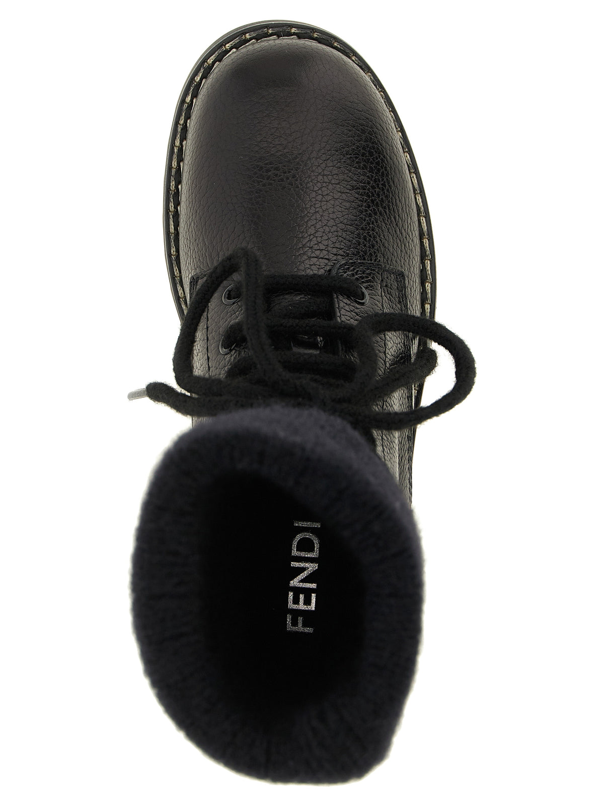 Fendi Black Calfskin Lace-Up Boots