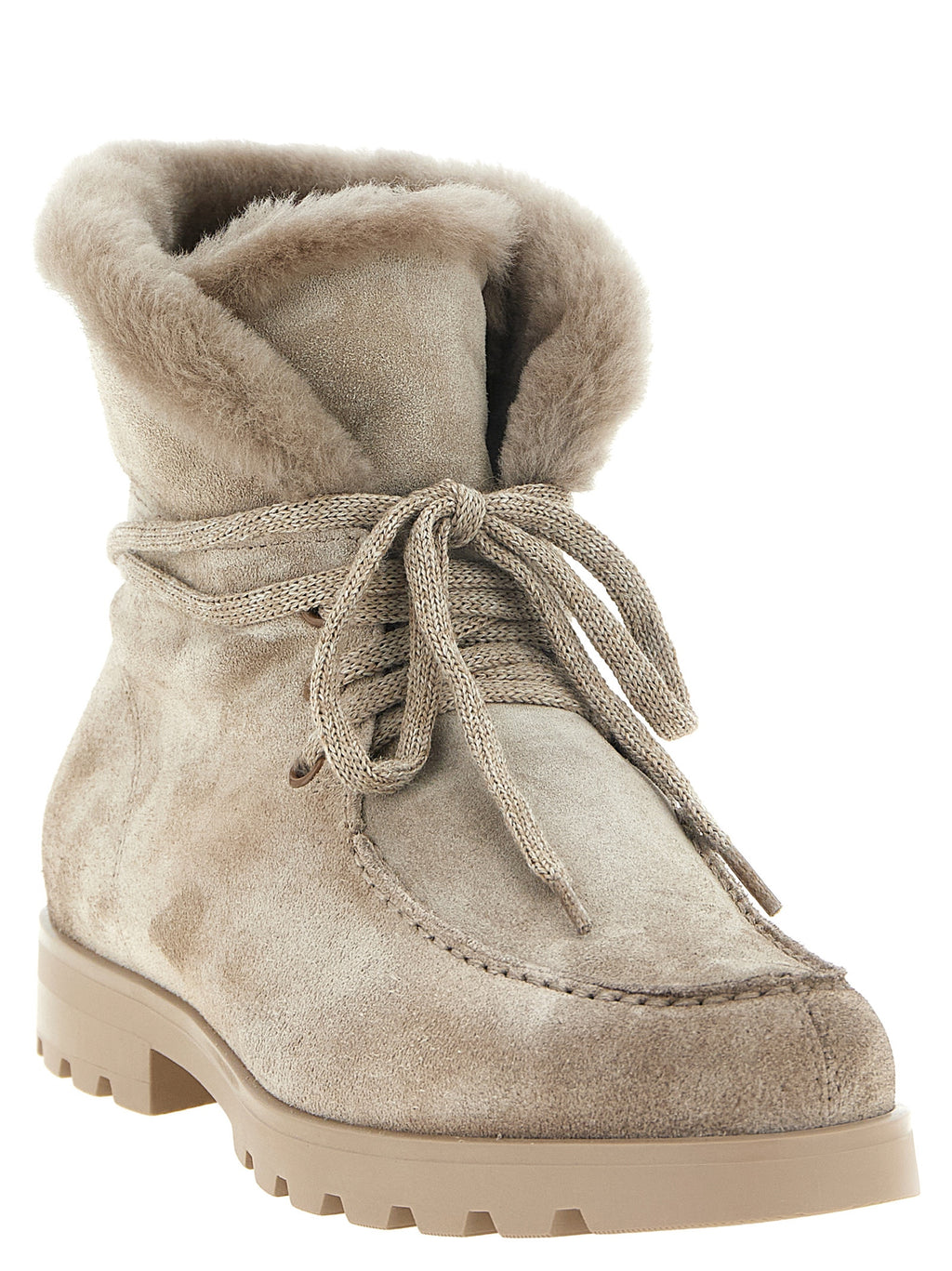 Santoni Beige Calfskin Ankle Boots