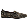 Dolce & Gabbana Black Gold Embellished Slippers Loafers Shoes