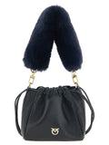PINKO Blue Lambskin Shoulder Bag
