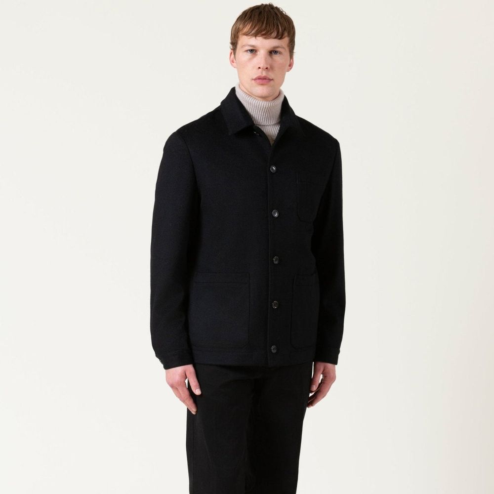 Autore Black Wool Full-Length Jacket