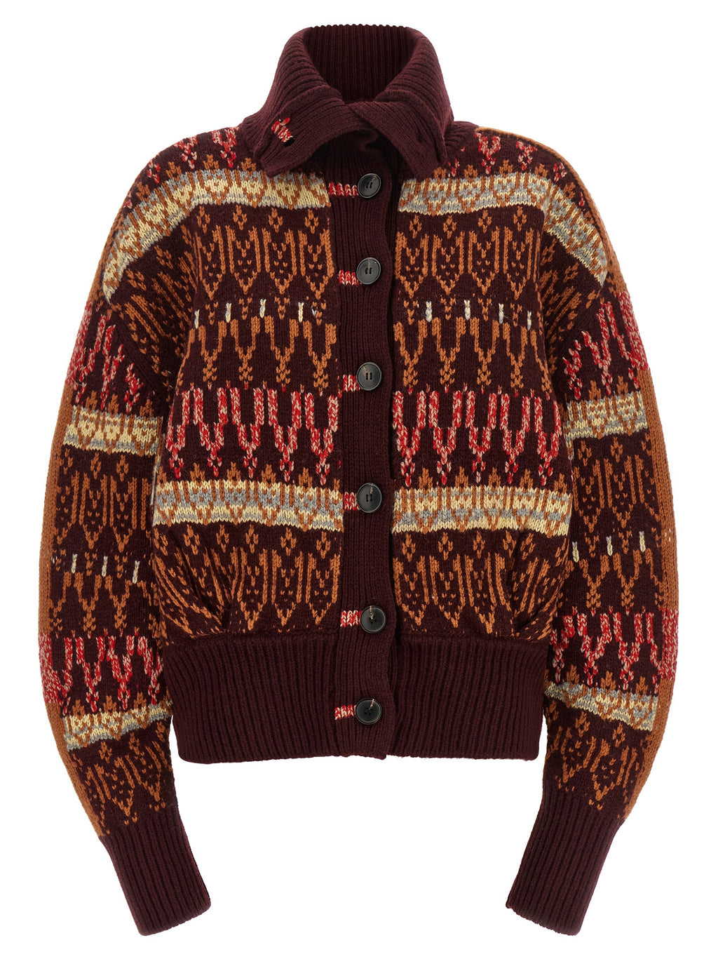 Dries Van Noten Bordeaux Wool Cardigan