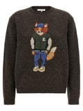 Maison Kitsuné Brown Wool Cardigan