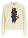 Maison Kitsuné White Wool Cardigan