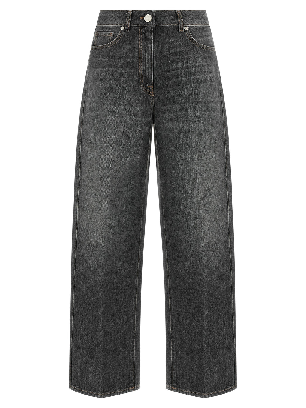Peserico Gray Cotton High-Waisted Jean