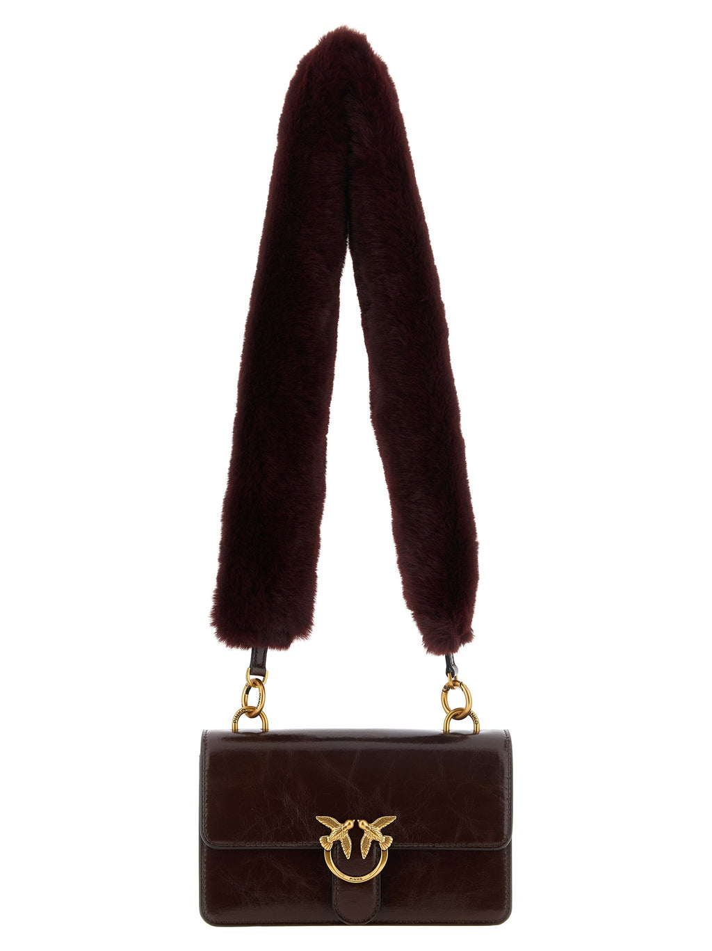 PINKO Bordeaux Calfskin Shoulder Bag