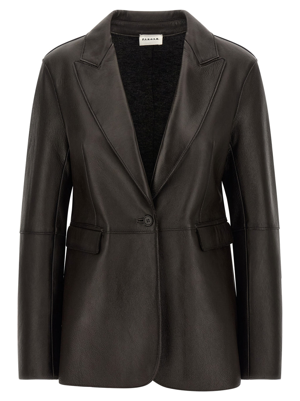 P.A.R.O.S.H. Black Lamb Leather Blazer