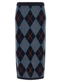 Twinset Blue Viscose Midi Skirt