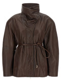 Sportmax Brown Lamb Leather Leather Jacket