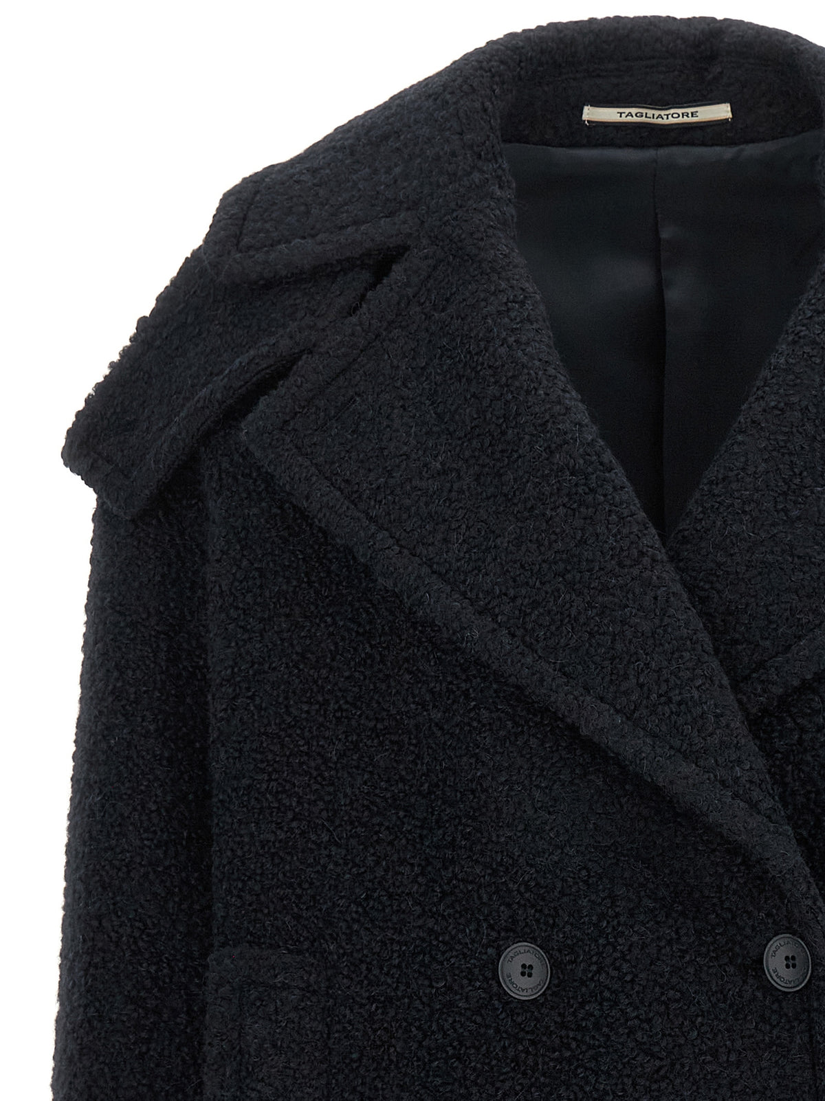 Tagliatore Blue Alpaca Leather Coat