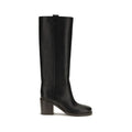 Brunello Cucinelli Black Calf Leather Bos Taurus High Heel Boots