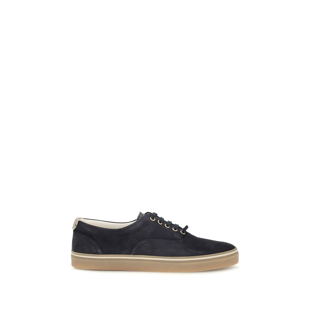 Brunello Cucinelli Blue Suede Leather Low Top Sneakers