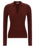 Max Mara Bordeaux Cashmere Polo Shirt