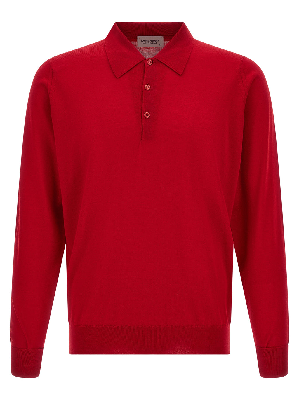 JOHN SMEDLEY Red Merino Wool Polo Shirt