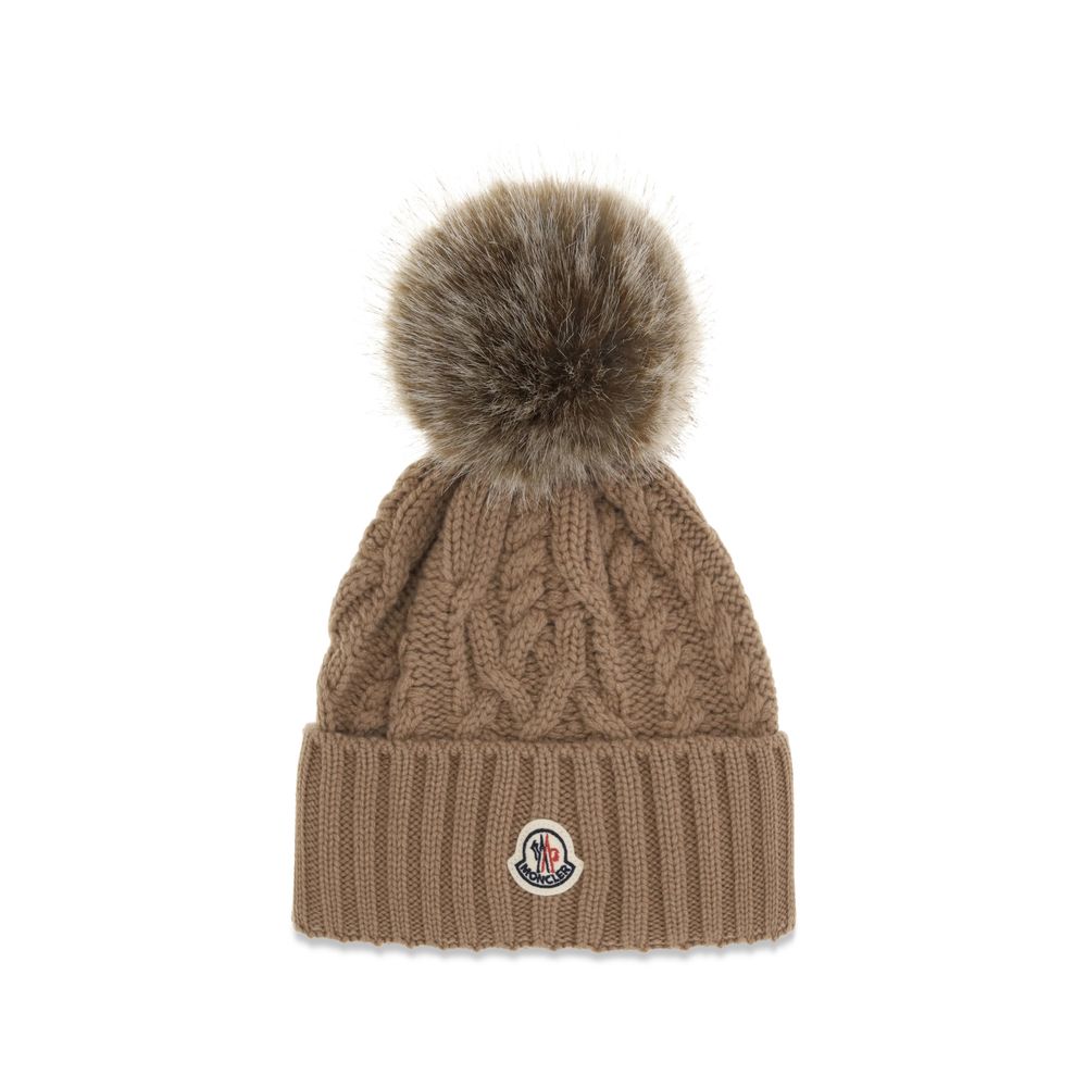 Moncler Brown Wool Oves Aries Beanie