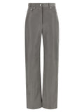 Sportmax Gray Lamb Leather Casual Pants