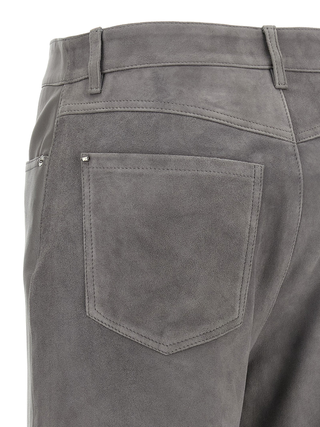 Sportmax Gray Lamb Leather Casual Pants