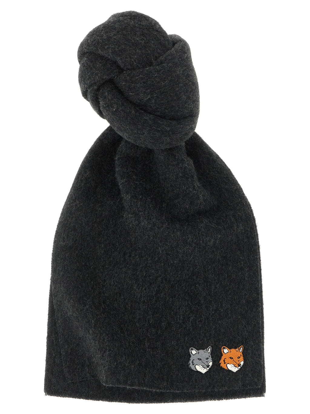 Maison Kitsuné Gray Virgin Wool Scarf