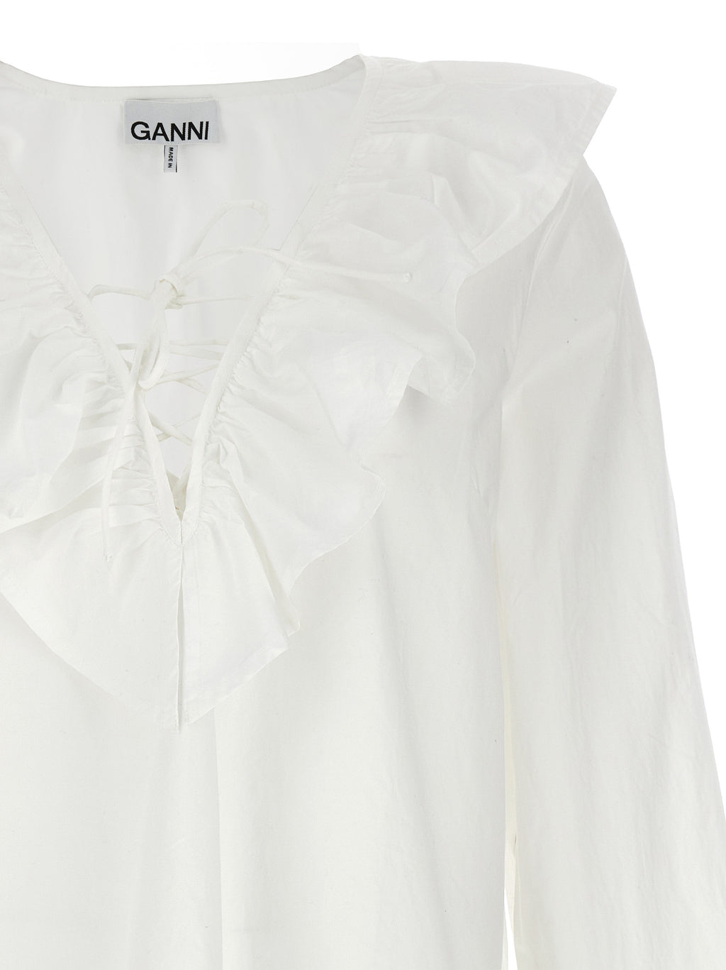 Ganni White Cotton Blouse