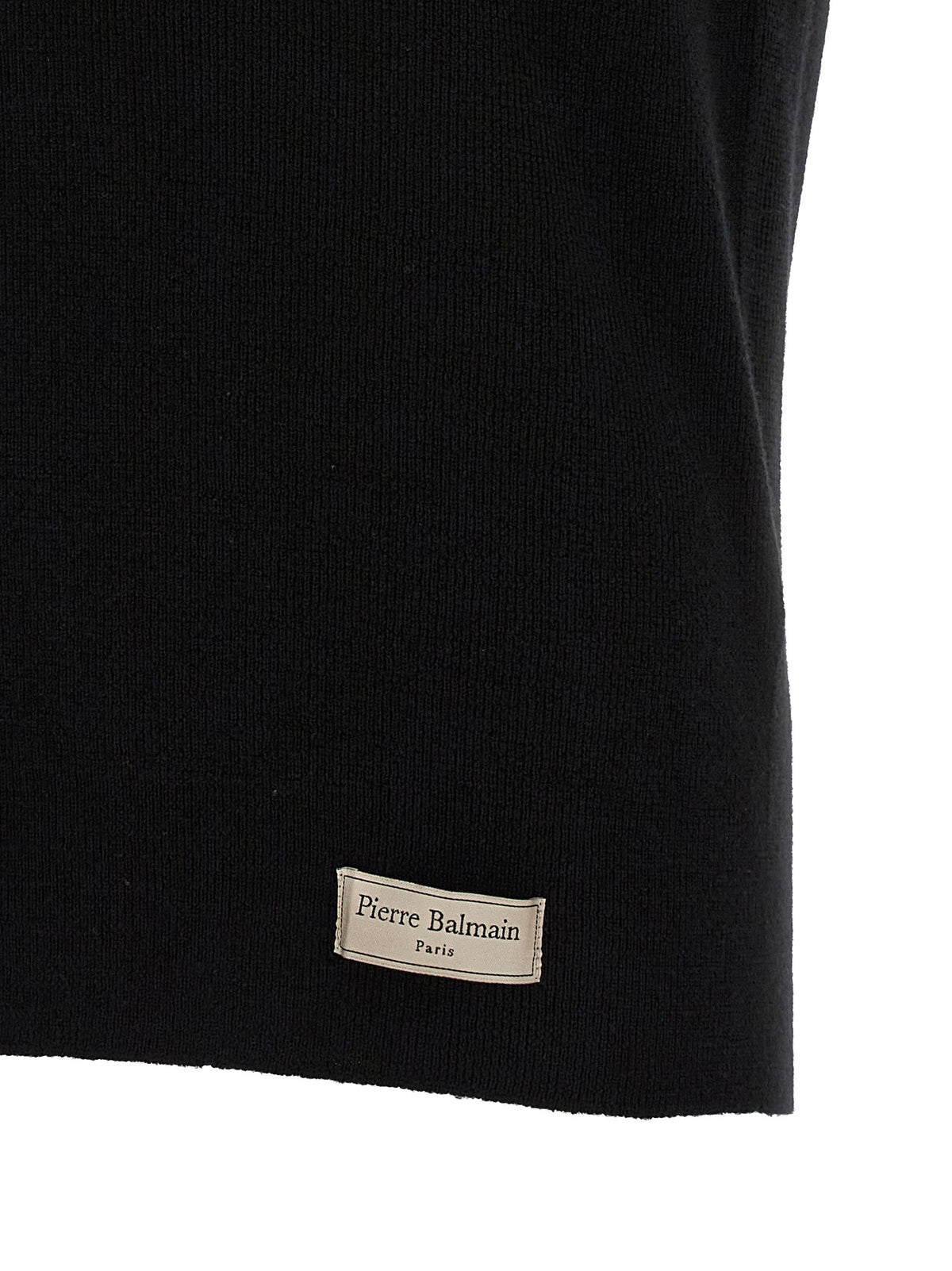 Balmain Black Merino Wool Polo Shirt