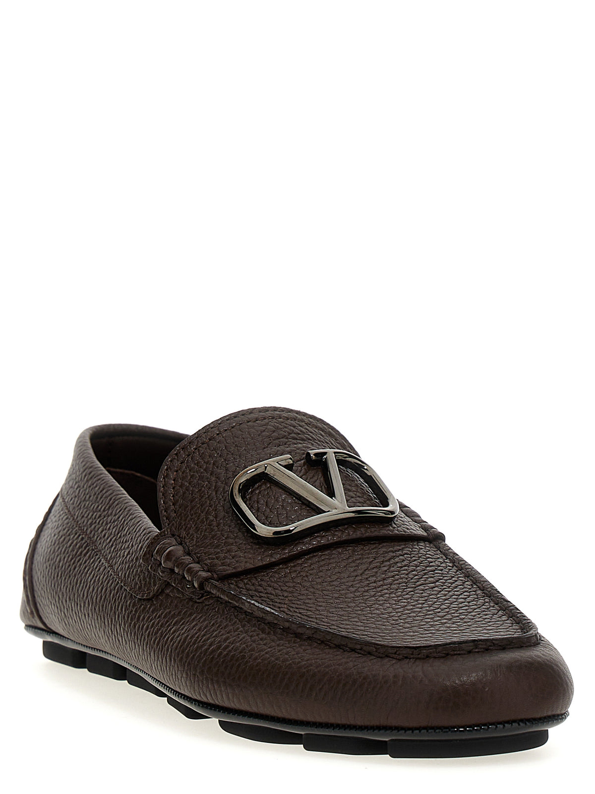 Valentino Garavani Brown Calfskin Slip-On Loafers