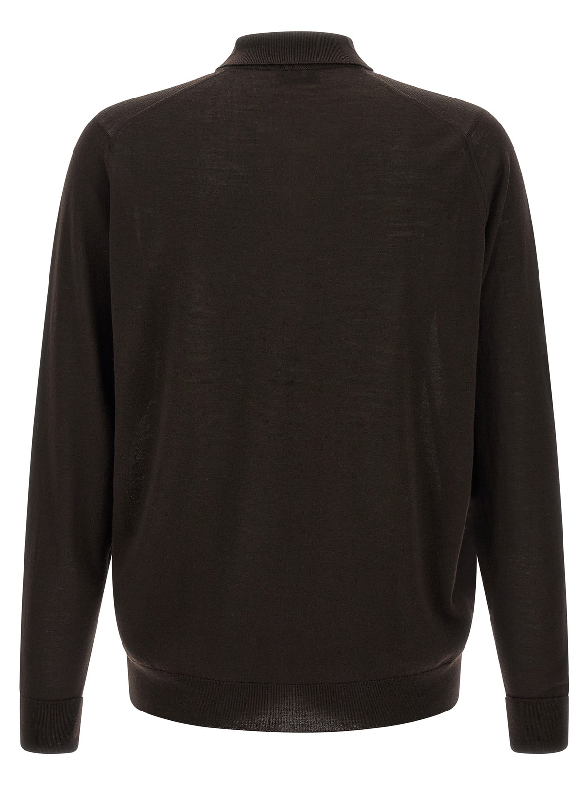 JOHN SMEDLEY Brown Merino Wool Polo Shirt