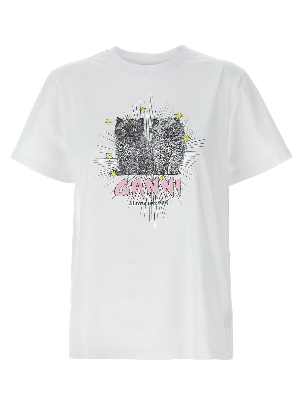 Ganni White Cotton T-Shirt